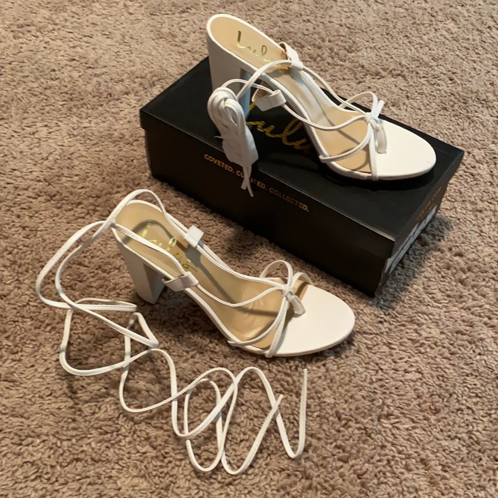 Lulus Marc White Lace-Up Heels